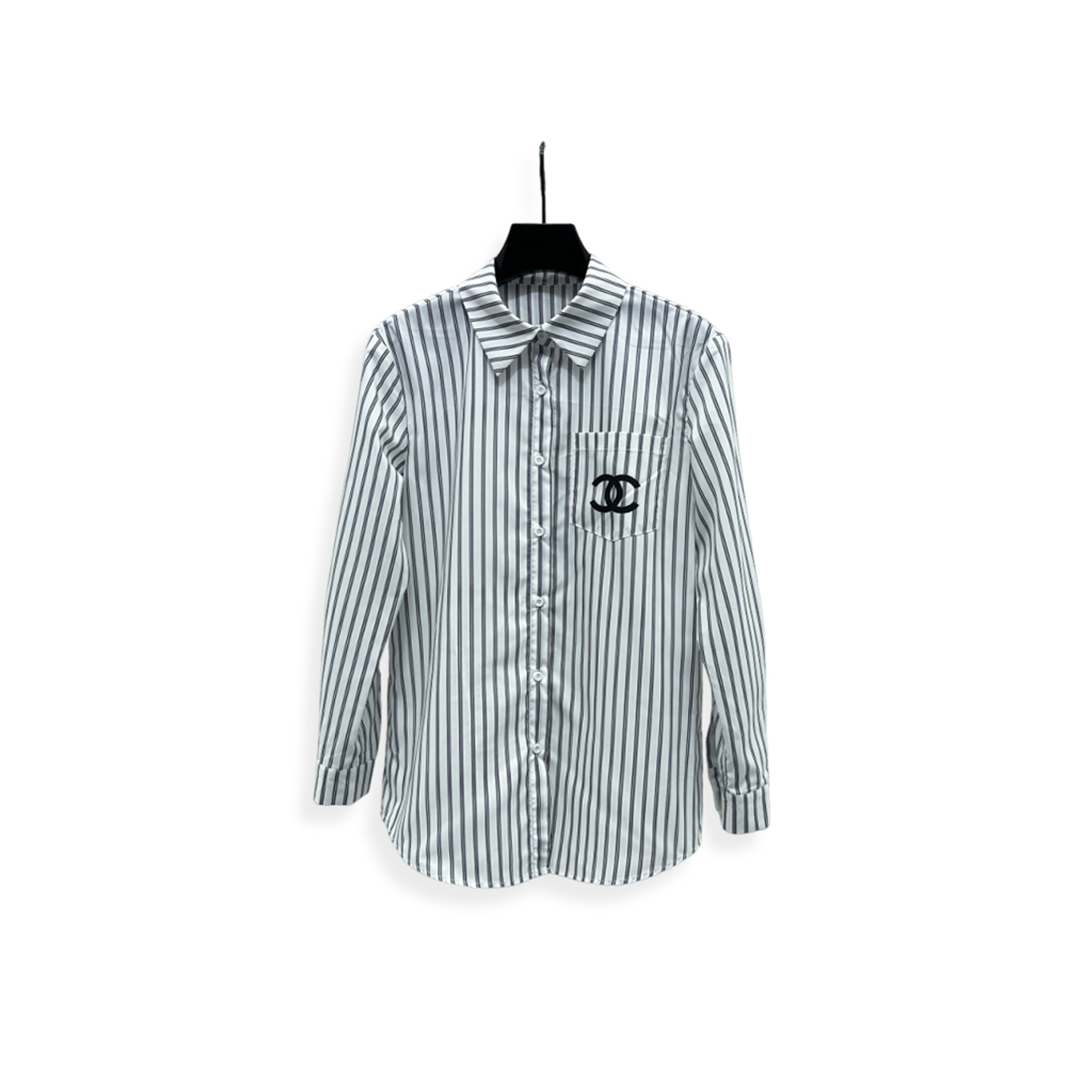 Ch**el striped embroidered logo blouse shirt